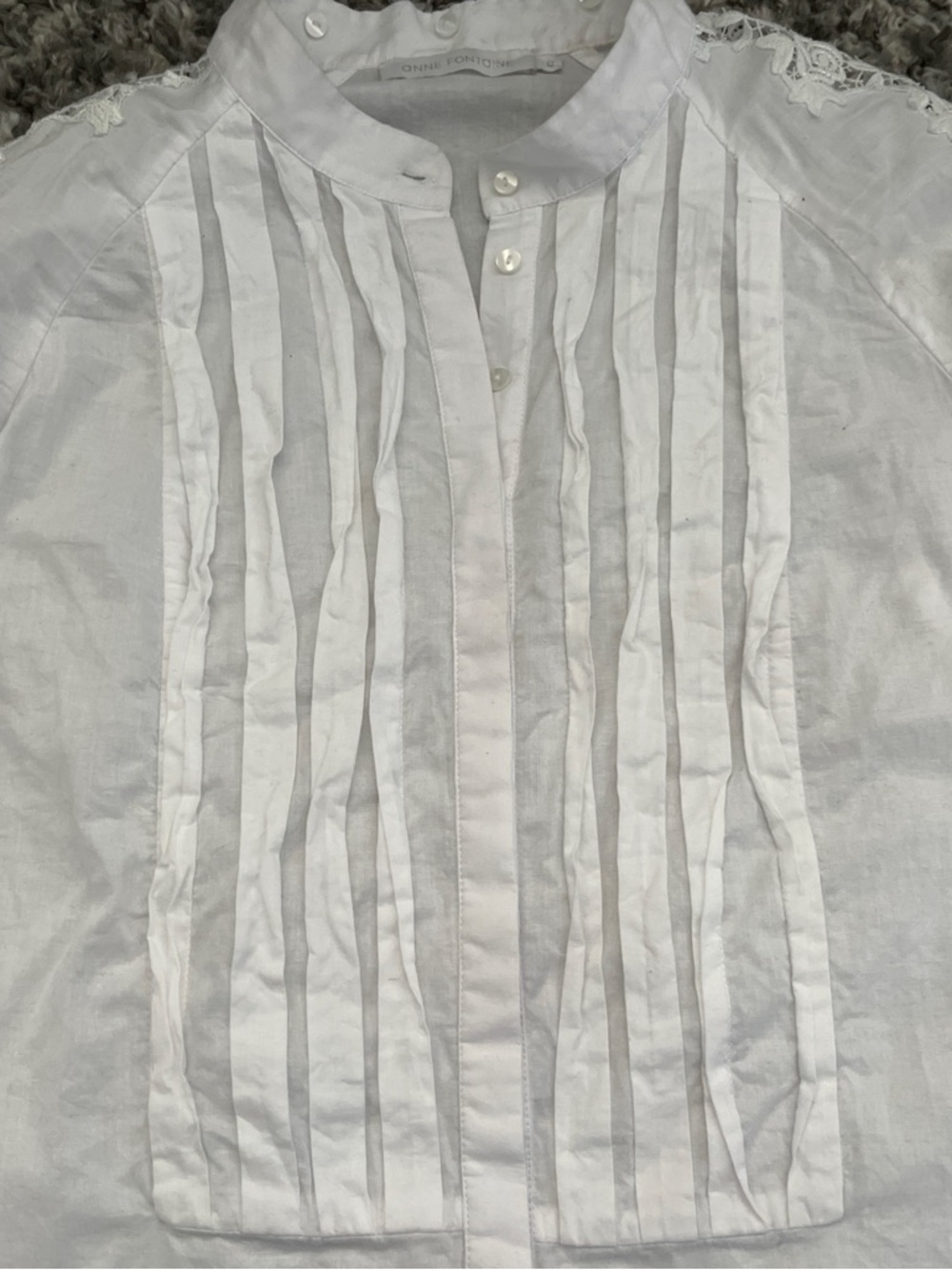 Anne Fontaine White Embroidered Long-Sleeve Button-Down Shirt - Picture 2 of 4